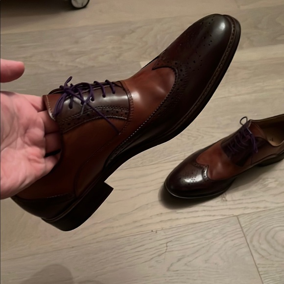 Aldo Brown Leather Oxford Shoes with Brogue Detailing - Picture 4 of 8